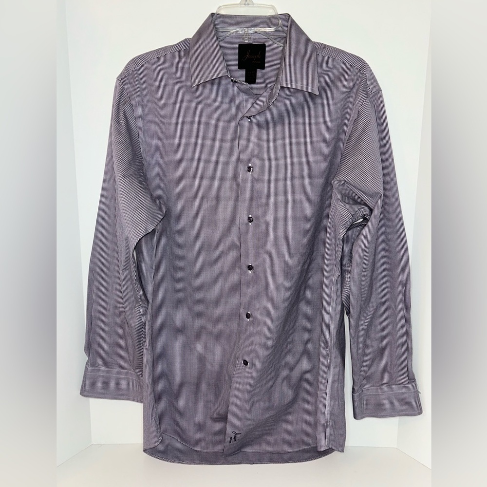Joseph Jos.โ A. Bank purple white houndstooth Slim Fit dress shirt size 16, 32